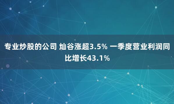 专业炒股的公司 灿谷涨超3.5% 一季度营业利润同比增长43.1%